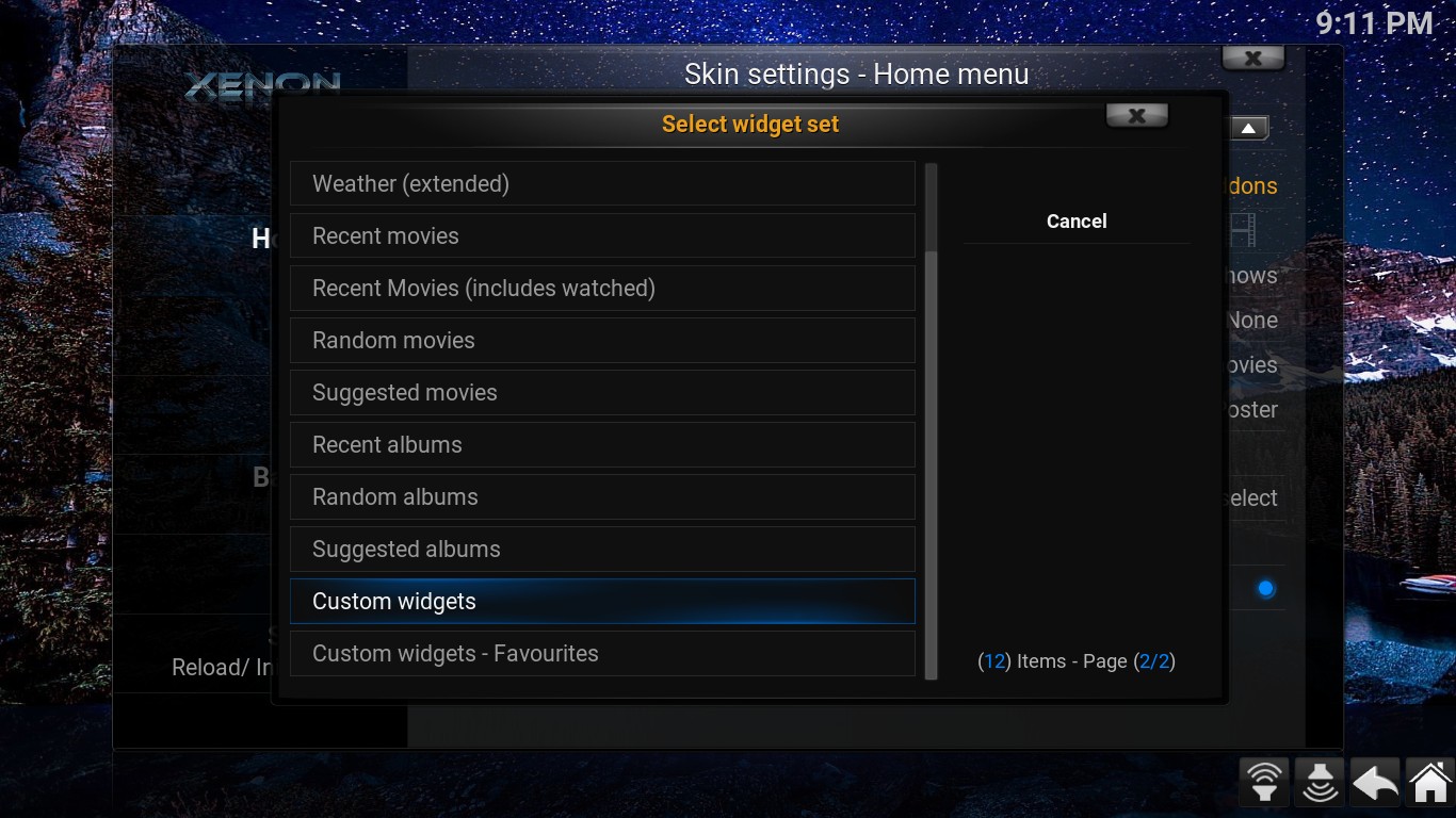 Changing widget sets & associated addons -Xenon skin - Diggz Team